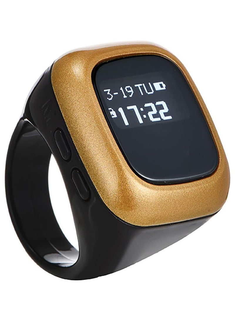 AL-FATIHA Oled Display Zikr Ring Flex Lite Standard Size Tasbih Counting Smart Ring with Bluetooth Connection for Exclusive 5 Daily Prayer Reminders-22mm Black  - Image 2