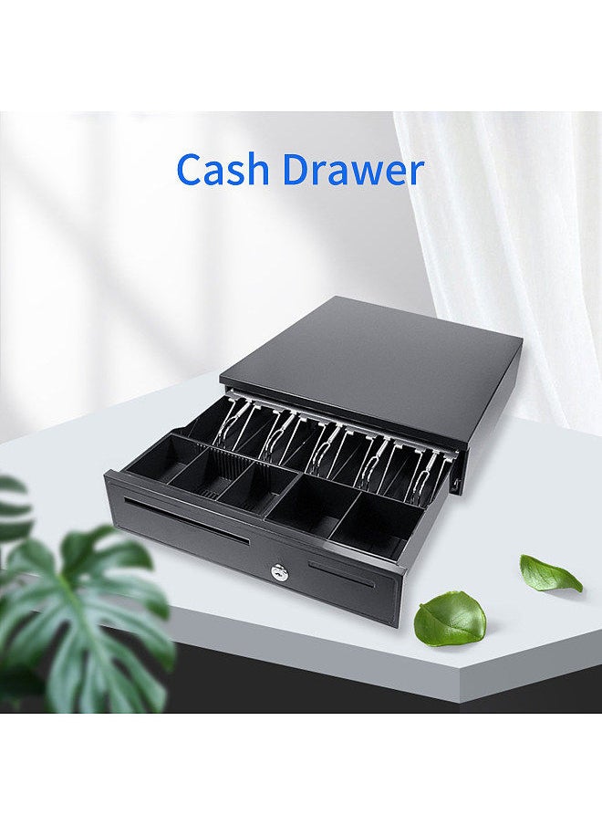 Generic - POS Cash Register Drawers Cashier Cashbox with 5 Bill 5 Coin Money Register RJ11 Interface with Money Tray and Lock Movable Coin Tray Smart POS System - Image 1