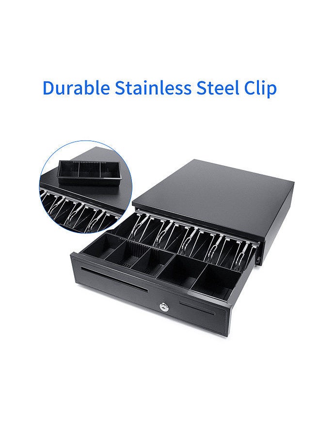 Generic - POS Cash Register Drawers Cashier Cashbox with 5 Bill 5 Coin Money Register RJ11 Interface with Money Tray and Lock Movable Coin Tray Smart POS System - Image 1
