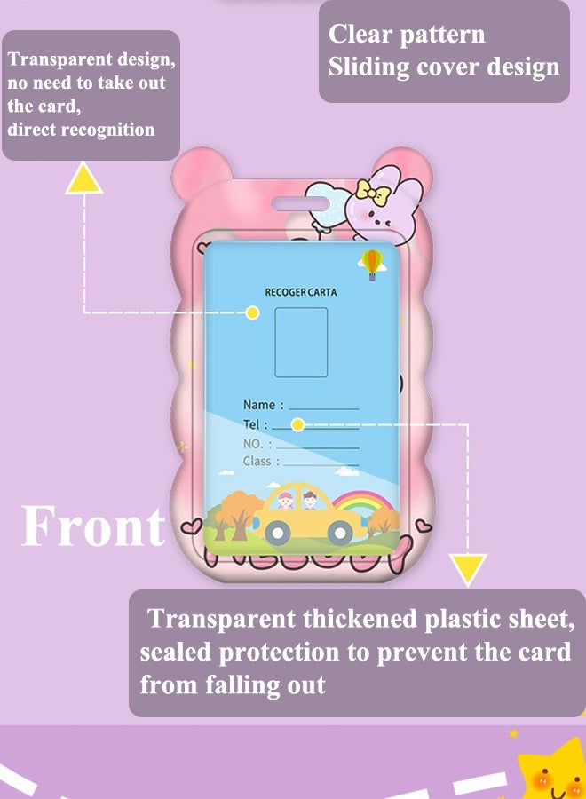 Sanrio 2 PCS Sanrio Anime Badge Card Holder with Lanyard Retractable Badge Reel ID Credit Card Holder Purse Pouch with Lanyard Durable Card Case Neck Pouch Wallet Anime Keychain for Students Teens - Image 4