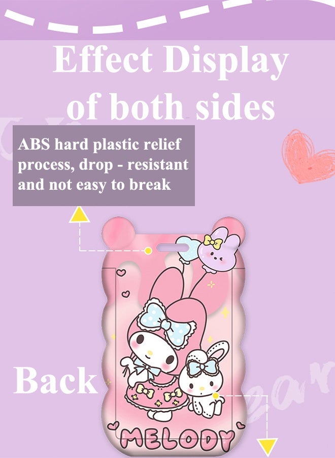 Sanrio 2 PCS Sanrio Anime Badge Card Holder with Lanyard Retractable Badge Reel ID Credit Card Holder Purse Pouch with Lanyard Durable Card Case Neck Pouch Wallet Anime Keychain for Students Teens - Image 3