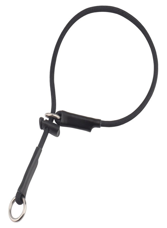 DISCPETSEC Slip Collar for Small & Medium Dogs, 1/4" Nylon Rope Dog Collar with Spring-Loaded Adjustable Stopper, Sturdy Lightweight Slip-On Design (Black, 20") - Image 1