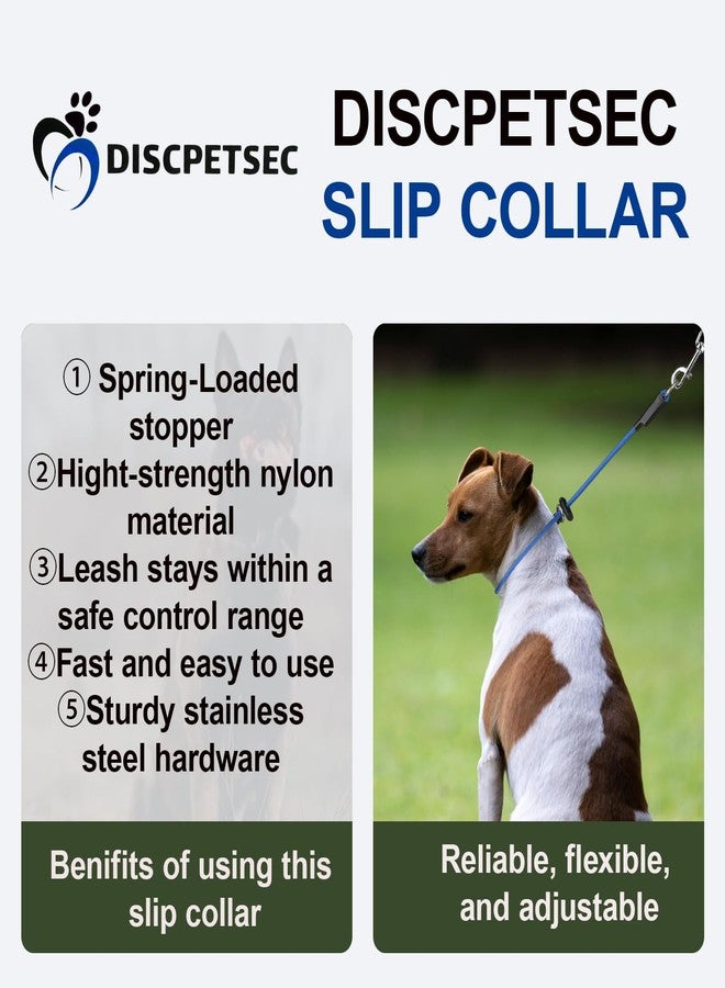 DISCPETSEC Slip Collar for Small & Medium Dogs, 1/4" Nylon Rope Dog Collar with Spring-Loaded Adjustable Stopper, Sturdy Lightweight Slip-On Design (Black, 20") - Image 5