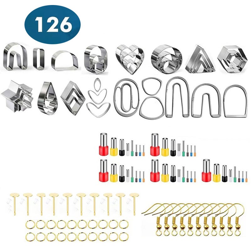 Polymer Clay Cutters for Earrings 126pcs Clay Tools Set 36 Shapes Stainless Steel Clay Molds & 40 Circle Shape Cutters Suitable for Jewelry Making Handcraft Ceramic and Pottery Engraving - Image 1