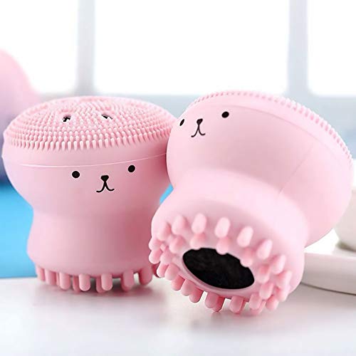 Mockery Octopus Design Silicone Face Skin Care Makeup Tool Cleansing Brush for Deep Cleaning, Silicone Beauty Pore Cleansing Facial Brush with Sponge, for Exfoliating, Massage, Cleansing (Pack of 2) - Image 1