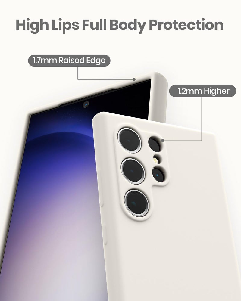 CUZMIGO for Samsung Galaxy S24 Ultra Silicone Case, Slim Fit Premium Liquid Silicone Shockproof Phone Cover, Upgraded Camera Protection and Microfiber Lining, Off White - Image 4