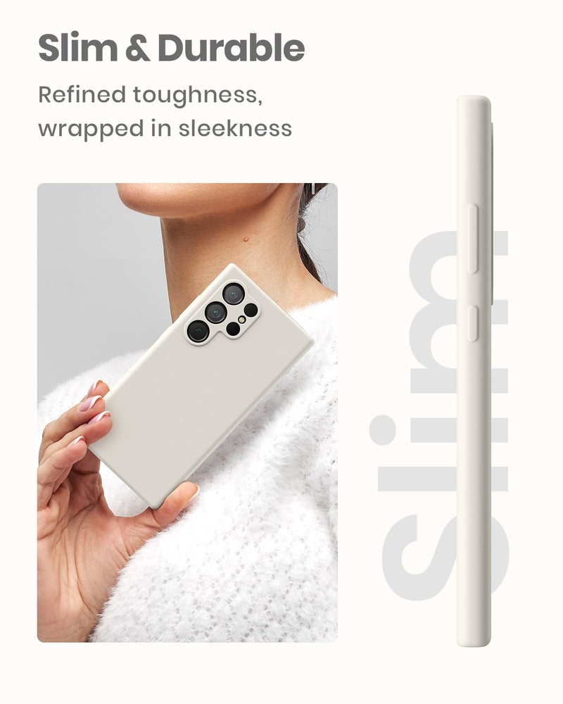 CUZMIGO for Samsung Galaxy S24 Ultra Silicone Case, Slim Fit Premium Liquid Silicone Shockproof Phone Cover, Upgraded Camera Protection and Microfiber Lining, Off White - Image 3