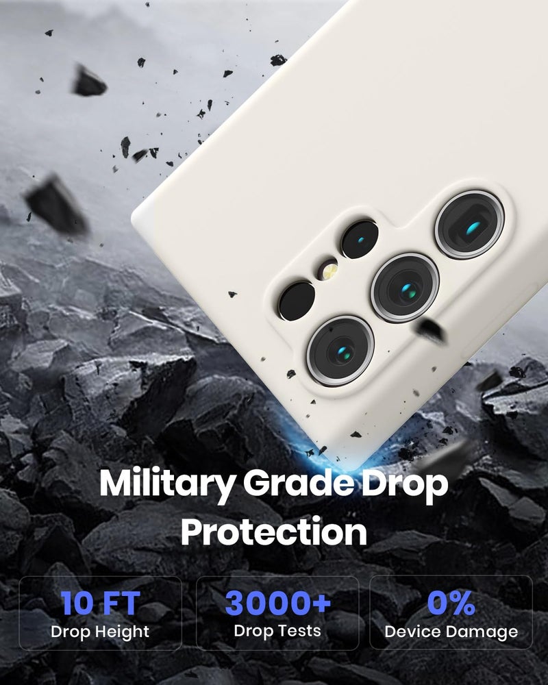 CUZMIGO for Samsung Galaxy S24 Ultra Silicone Case, Slim Fit Premium Liquid Silicone Shockproof Phone Cover, Upgraded Camera Protection and Microfiber Lining, Off White - Image 5