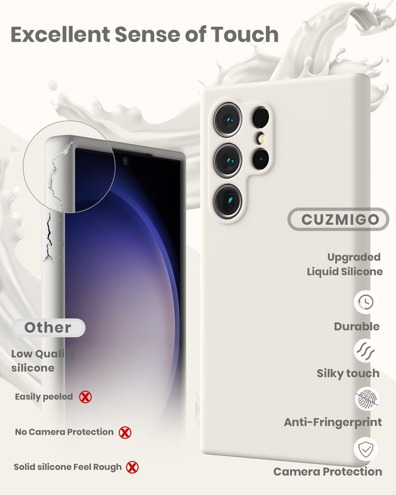 CUZMIGO for Samsung Galaxy S24 Ultra Silicone Case, Slim Fit Premium Liquid Silicone Shockproof Phone Cover, Upgraded Camera Protection and Microfiber Lining, Off White - Image 2