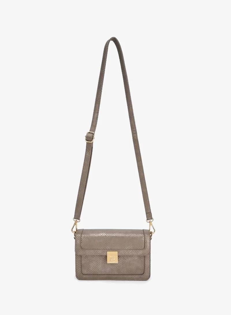 Flora Bella By Shoexpress Textured Crossbody Bag with Detachable Strap