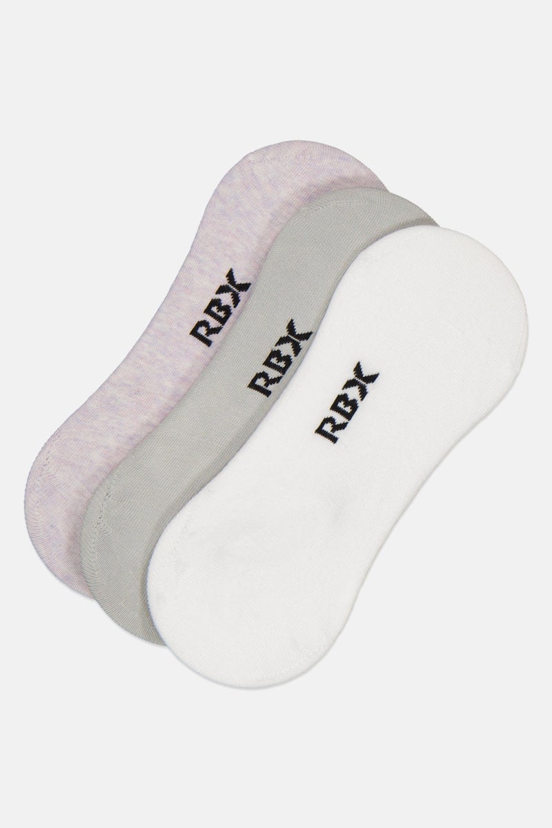 RBX Women 3 Pairs Brand Logo Round Invisible Socks, Multicolor - Image 1