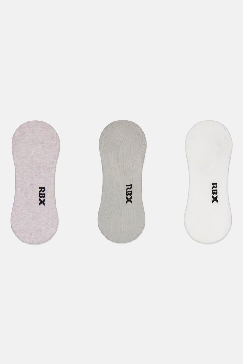 RBX Women 3 Pairs Brand Logo Round Invisible Socks, Multicolor - Image 2