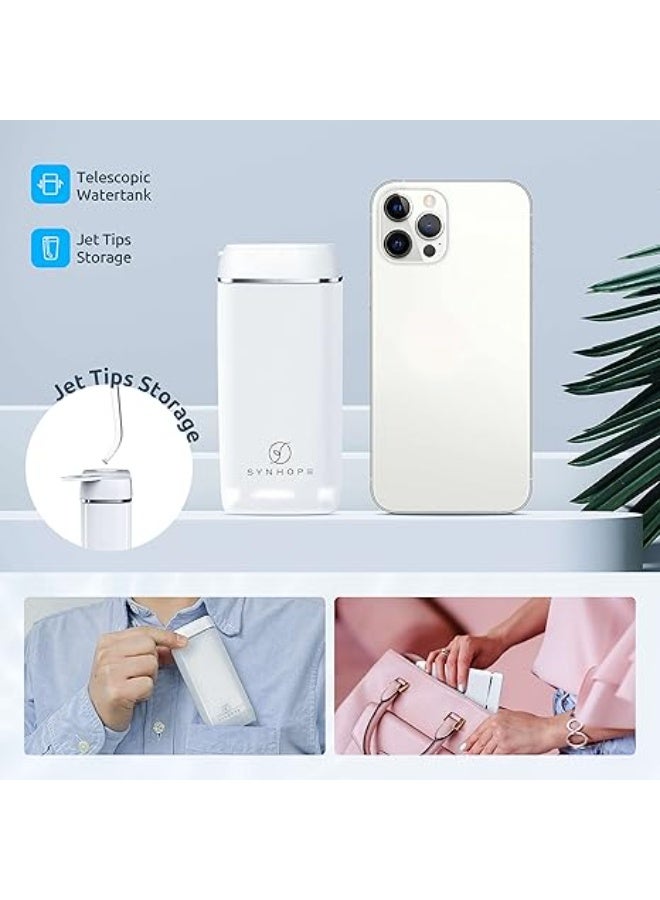 SYNHOPE Water Flosser [Mini Cordless Portable] Oral Irrigator Water Teeth Cleaner pick, Telescopic Water Tank, 3 Modes & IPX7 Waterproof, Home & Travel Water Flossers for Teeth, Braces Bridges Care - Image 4