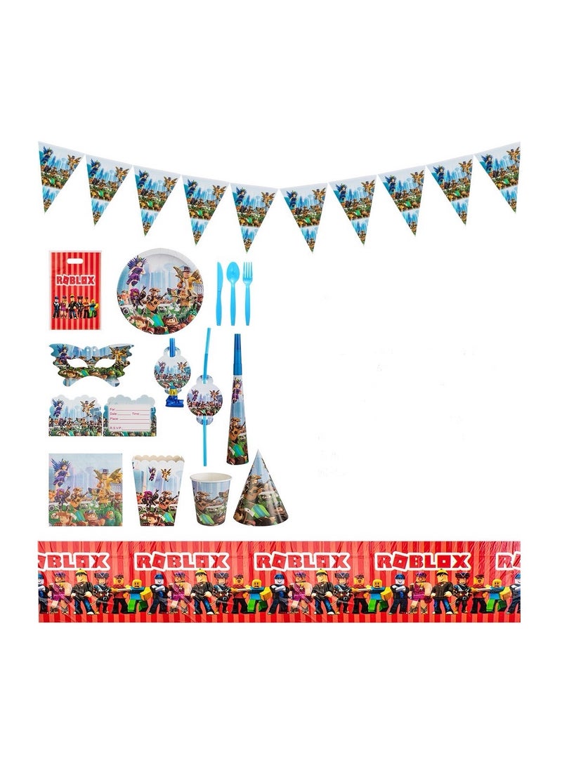 Roblox virtual world game style birthday party potluck supplies birthday Party decoration tableware set disposable  paper plate paper cups  - Image 2