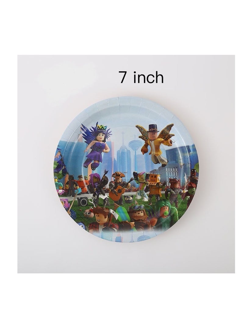 Roblox virtual world game style birthday party potluck supplies birthday Party decoration tableware set disposable  paper plate paper cups  - Image 3