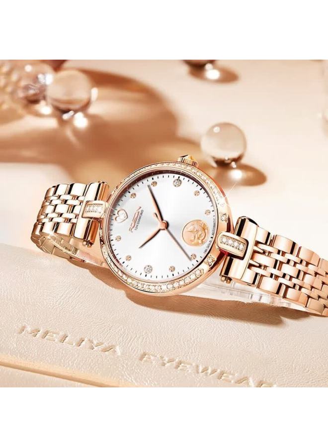 Rosdn Women's Gold Watch 18k Gold Genuine Diamond Mechanical Luxury Brand Birthday Gift For Women March 8 Women's Day Top Ladies Watch - Image 4