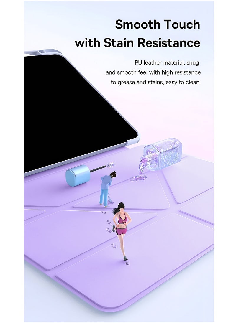 JAJEEK Apple iPad Air 2025 (7th Gen) M3 13-inch Symmetry 360 Smart Folio Case – Auto Awake/Auto Sleep, Leather Texture & Transparent Back, Pen Holder – Premium Protective Case for iPad Air – Lavender - Image 5