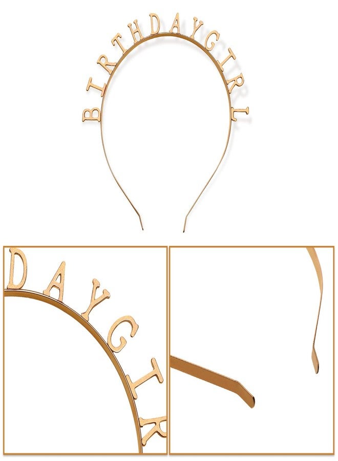 Zonon Birthday Headbands, Satin Sash and Tiara Happy Birthday Crown Party Favor Decorations for Girls Women(Gold) - Image 5