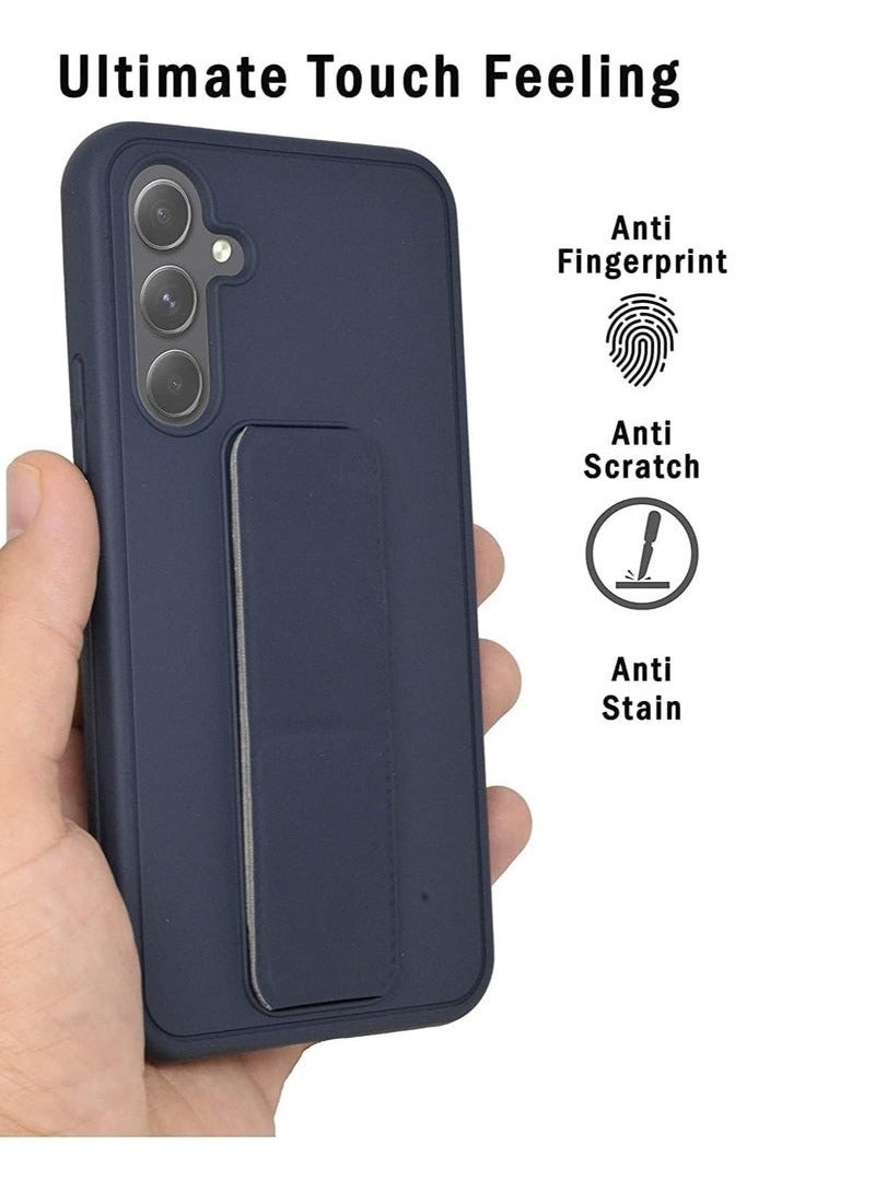 DUSALA Samsung Galaxy A25 Back Stand Case Cover Magnetic Holder Soft Silicone Case Horizontal & Vertical Kickstand Cover Wrist Strap Full protection Scratch Resistance Matte Finish Case For Samsung Galaxy A25 - Image 3