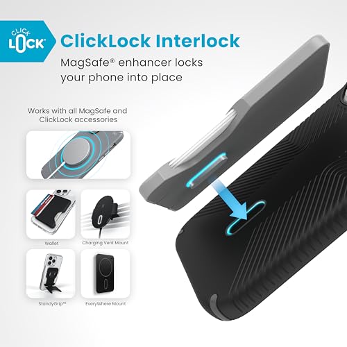Speck Black iPhone 16 Pro Case MagSafe and ClickLock - Slim Phone Case iPhone 16 Pro - iPhone 16 Pro Phone Case - Presidio 2 Grip - Black/Slate - Image 3