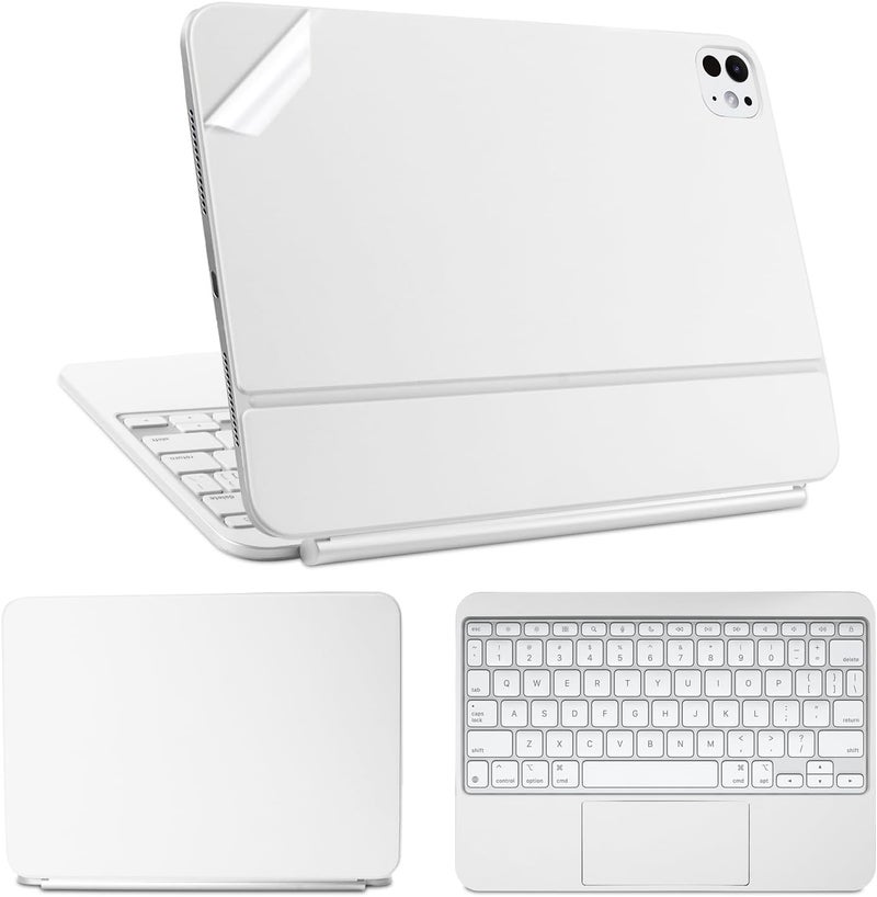 IMMOENUC 3 in 1 Sticker for 2024 iPad Pro M4 (A2836/A2837) Magic Keyboard Full Body Protective Case Durable Materials Self Adhesive Pre-Cut White - Image 1