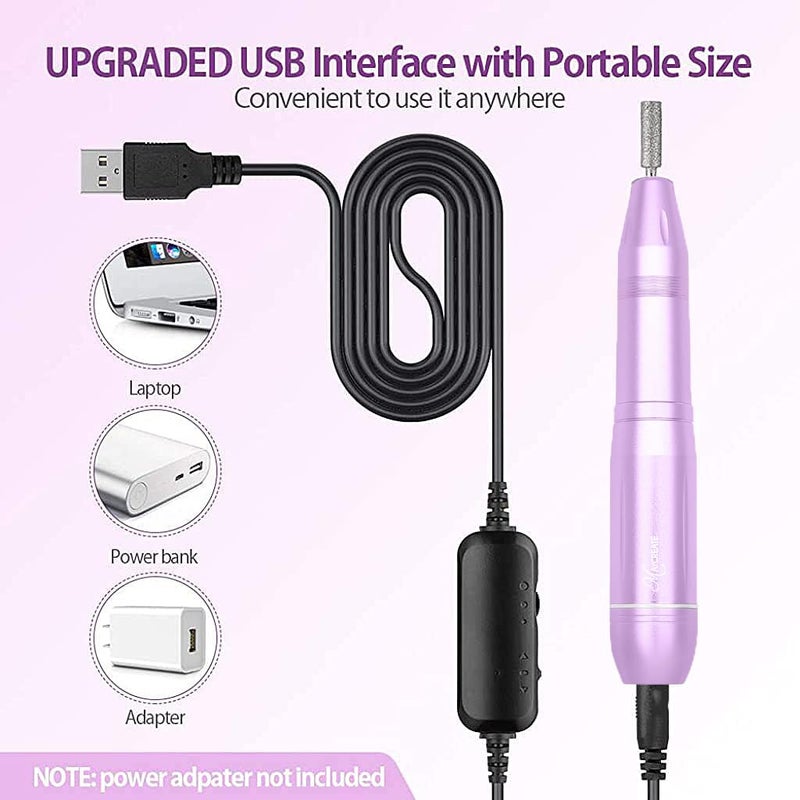 M'AYCREATE MAYCREATE® Nail Drill Machine Professional, 20000rpm Adjustable Electric Nail Filer Machine with 22pcs Accessories, Portable Manicure Pedicure Kit for Women, Nail Salon, Acrylic Gels Callus Removal - Image 3