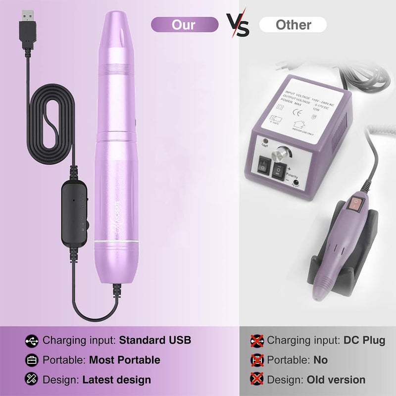 M'AYCREATE MAYCREATE® Nail Drill Machine Professional, 20000rpm Adjustable Electric Nail Filer Machine with 22pcs Accessories, Portable Manicure Pedicure Kit for Women, Nail Salon, Acrylic Gels Callus Removal - Image 4