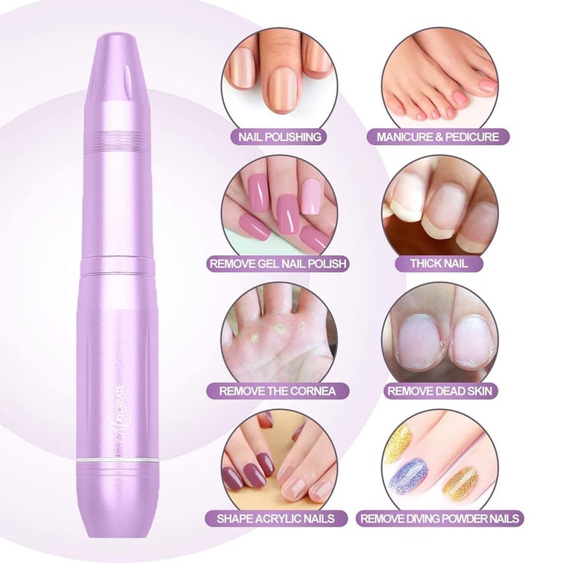 M'AYCREATE MAYCREATE® Nail Drill Machine Professional, 20000rpm Adjustable Electric Nail Filer Machine with 22pcs Accessories, Portable Manicure Pedicure Kit for Women, Nail Salon, Acrylic Gels Callus Removal - Image 5