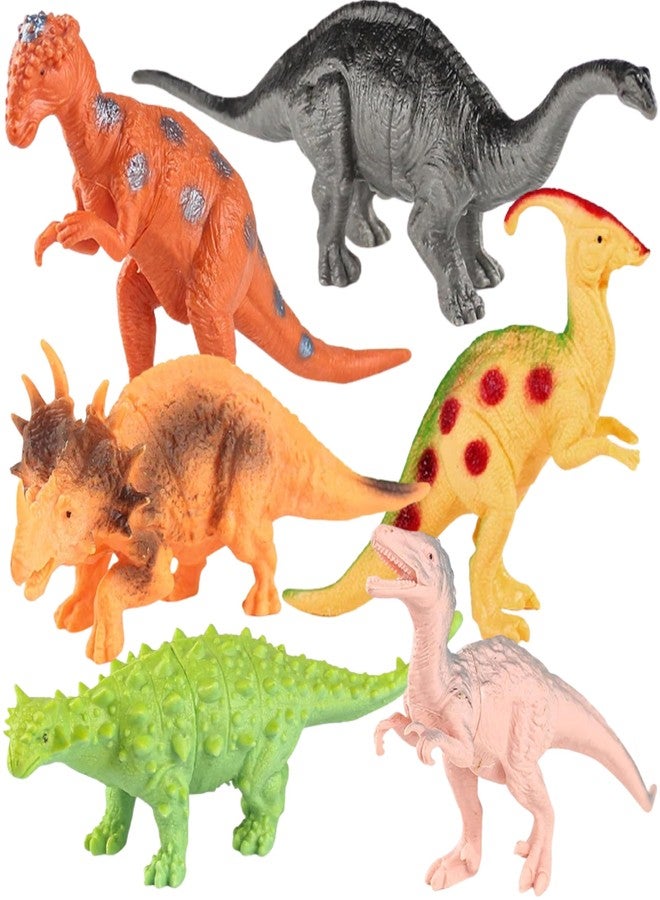 MALLEXO Realistic Colorful 6 PCs Dinosaur Animals Toys for Kids 3+ | Attractive Prehistoric Animal Action Figures Janwar Toy for Boys and Girls Birthday Gift for Children Educational & Decoration Item - Image 1