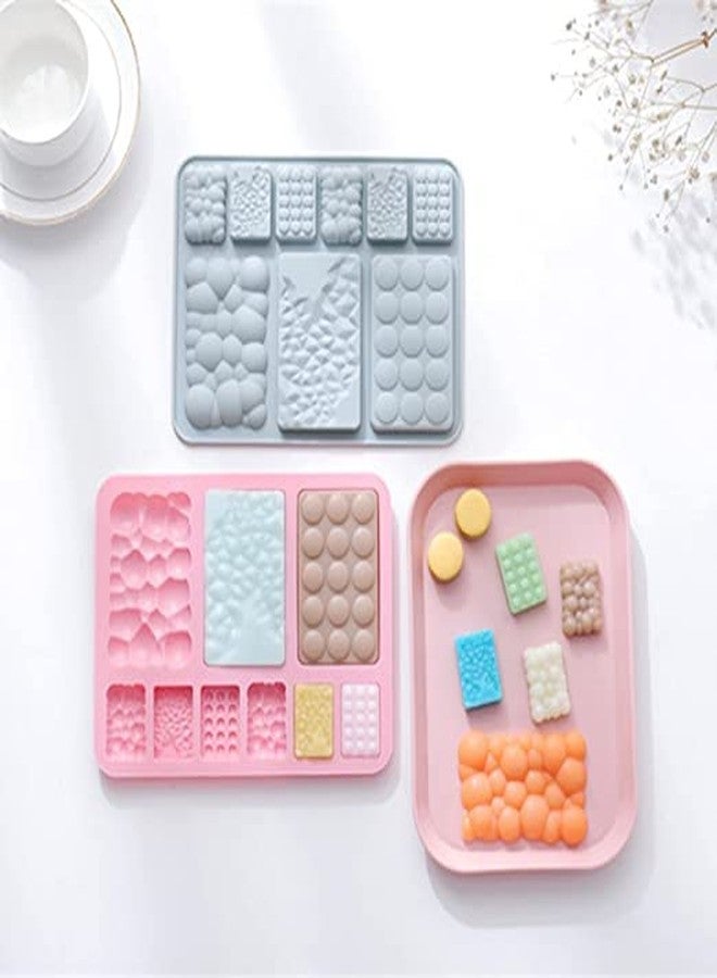 MoldBerry Chocolate Bar Mould Chocolate Mold Silicone Mold 9 Slot Chocolate Bar Mould Multiple Shapes Mini Heart Cracks Small Cadbury Mould for Cake Decorating Pack of 2 (Multi Color) - Image 5