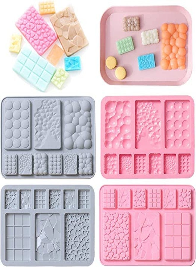 MoldBerry Chocolate Bar Mould Chocolate Mold Silicone Mold 9 Slot Chocolate Bar Mould Multiple Shapes Mini Heart Cracks Small Cadbury Mould for Cake Decorating Pack of 2 (Multi Color) - Image 1