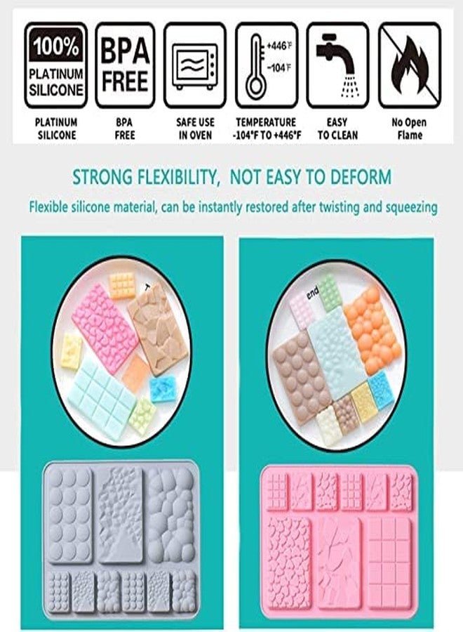 MoldBerry Chocolate Bar Mould Chocolate Mold Silicone Mold 9 Slot Chocolate Bar Mould Multiple Shapes Mini Heart Cracks Small Cadbury Mould for Cake Decorating Pack of 2 (Multi Color) - Image 2