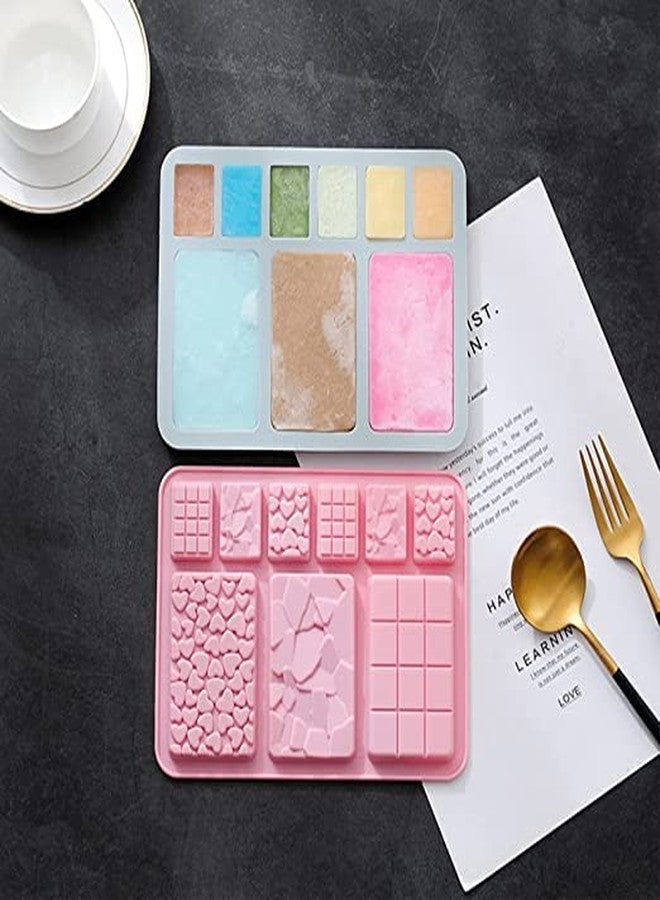 MoldBerry Chocolate Bar Mould Chocolate Mold Silicone Mold 9 Slot Chocolate Bar Mould Multiple Shapes Mini Heart Cracks Small Cadbury Mould for Cake Decorating Pack of 2 (Multi Color) - Image 4