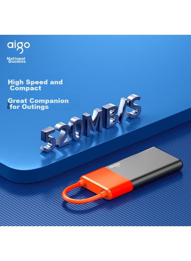 Aigo 500gb Portable Solid State Drive S11, Type-c Usb3.2, Read Speed Up To 520mb/s, Integrated Cables, Essential For Office Work, Direct Phone Connection Hard Drive - Image 2