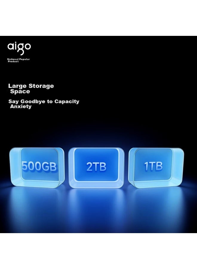 Aigo 500gb Portable Solid State Drive S11, Type-c Usb3.2, Read Speed Up To 520mb/s, Integrated Cables, Essential For Office Work, Direct Phone Connection Hard Drive - Image 3