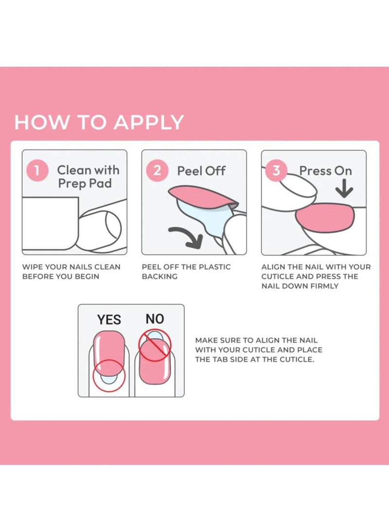 أظافر لصقية، مجموعة 24 ظفر جل، قابلة لإعادة الاستخدام بأحجام متنوعة، بنمط فرنسي، طرف ظفر كامل، تشطيب لامع، قطعة واحدة - Image 3