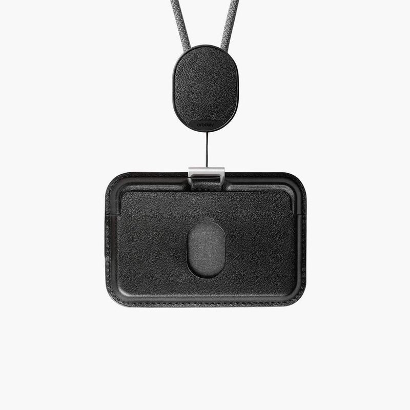 Orbitkey Orbitkey ID Card Holder Pro | Made with LWG-Certified Top Grain Leather and Durable Dyneema Cord | Holds 1 Access Card & 2 RFID Cards | Interchangeable Orientation | (with Lanyard, Black)  - Image 3