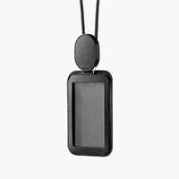 Orbitkey Orbitkey ID Card Holder Pro | Made with LWG-Certified Top Grain Leather and Durable Dyneema Cord | Holds 1 Access Card & 2 RFID Cards | Interchangeable Orientation | (with Lanyard, Black)  - Image 2