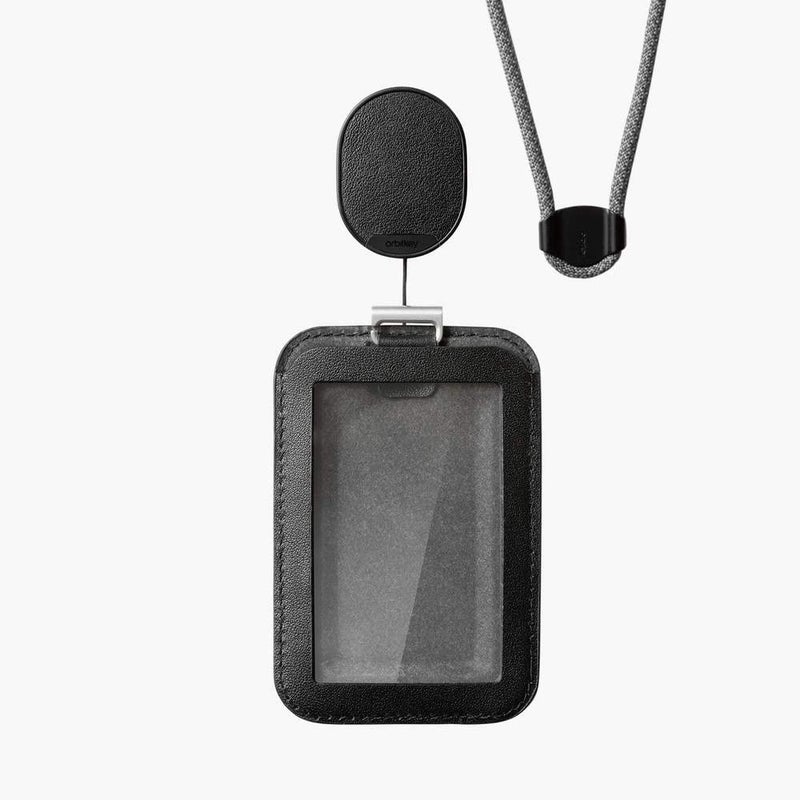 Orbitkey Orbitkey ID Card Holder Pro | Made with LWG-Certified Top Grain Leather and Durable Dyneema Cord | Holds 1 Access Card & 2 RFID Cards | Interchangeable Orientation | (with Lanyard, Black)  - Image 4
