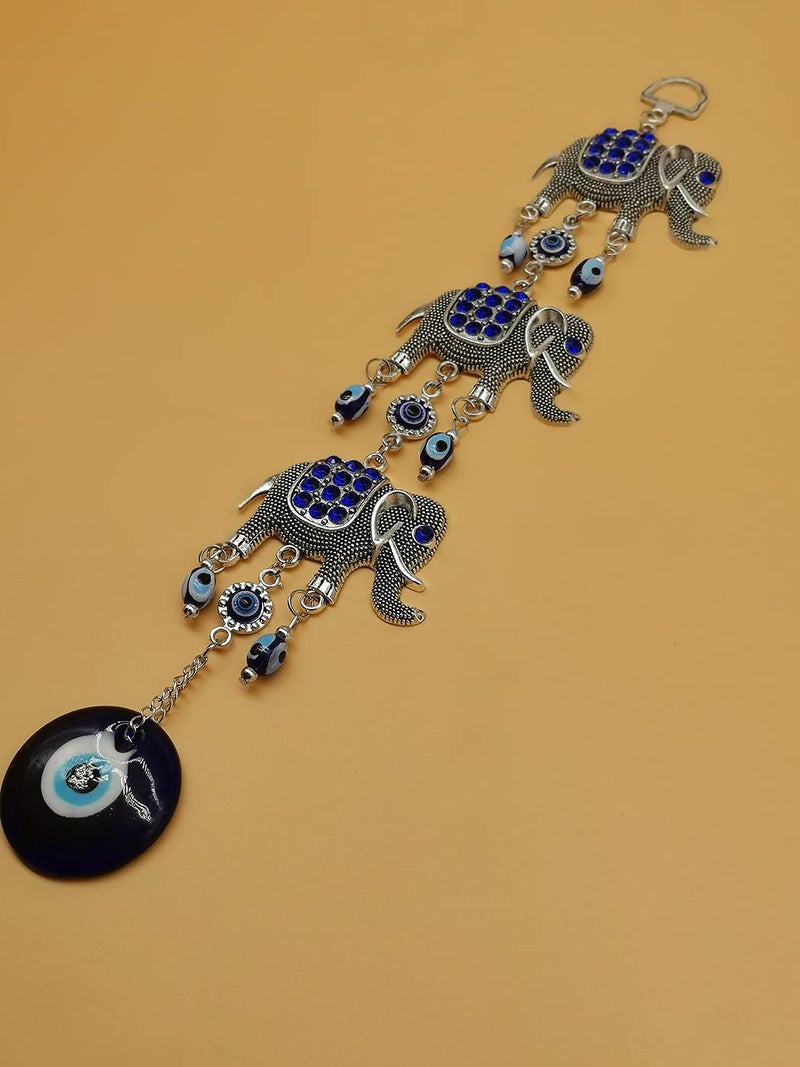 Persofine Blue Evil Eye Hanging Decoration Nazar Amulet Wall Hanging Home Protection and Blessing Decor (Elephant+Hamsa) - Image 4