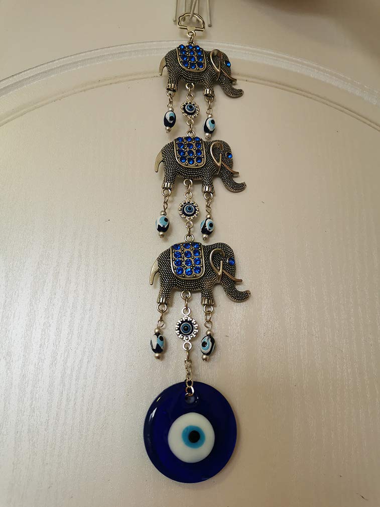 Persofine Blue Evil Eye Hanging Decoration Nazar Amulet Wall Hanging Home Protection and Blessing Decor (Elephant+Hamsa) - Image 5