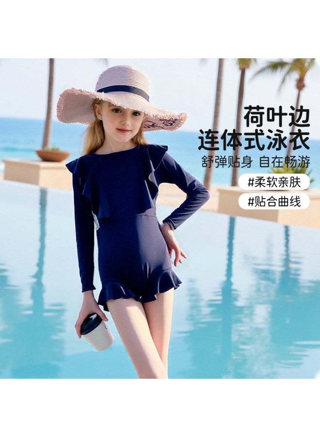Bumblebee Kids Swimwear 2025 Summer New Girls' Long Sleeve One-piece Swimsuit For Professional Training Beach & Seaside - Image 2