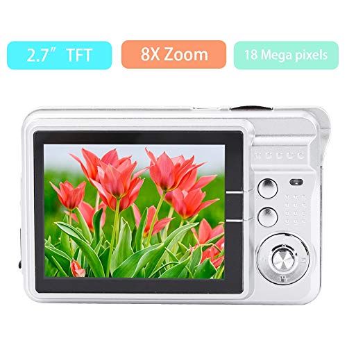 Zopsc CDC3 K09 Digital Camera, 1080P HD 48MP Digital Video Camera, 2.7 Screen Rechargeable Compact Camera, Fixed Focus 8X Digital Zoom Camera for Beginner Teenagers Students (Silver) - Image 2