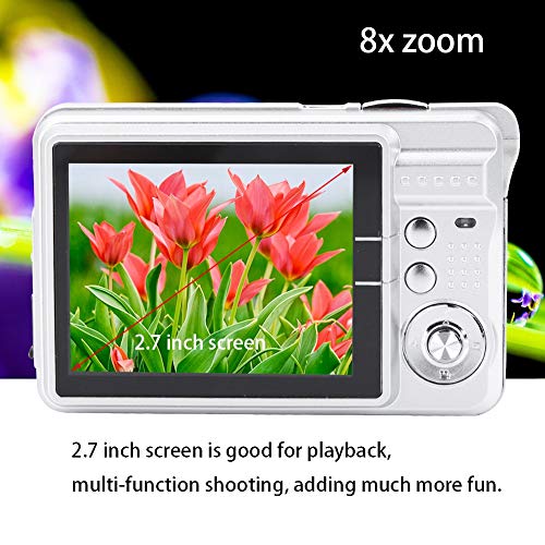 Zopsc CDC3 K09 Digital Camera, 1080P HD 48MP Digital Video Camera, 2.7 Screen Rechargeable Compact Camera, Fixed Focus 8X Digital Zoom Camera for Beginner Teenagers Students (Silver) - Image 3