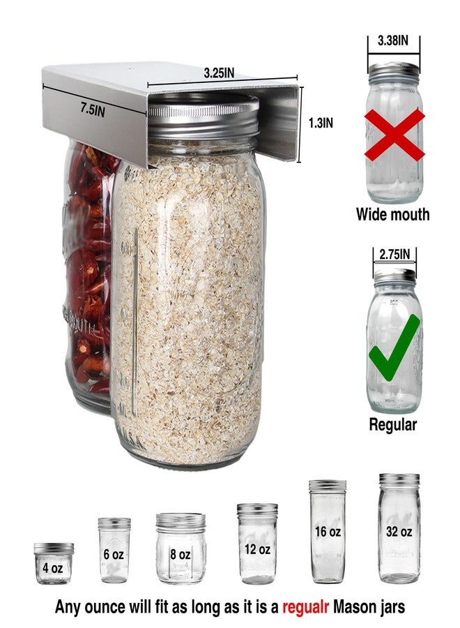 lopeztek Mason Jars Organizer Rack, Canning Storage Under Pantry Hanger for All Oz, Mason Jar Storage Hanging Holder and Organization, Kitchen Cabinet Shelf Mount Accessories(2 Pcs-Regular) - Image 3