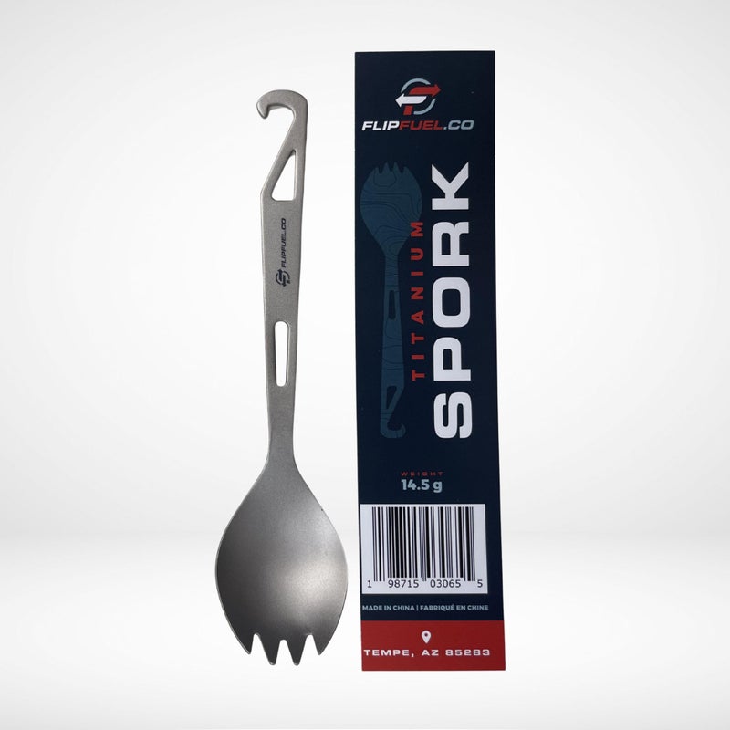 FlipFuel Titanium Spork â€“ Ultralight Backpacking & Camping Utensil, Reusable Travel & EDC Spork with Multi-Function Hook - Image 5