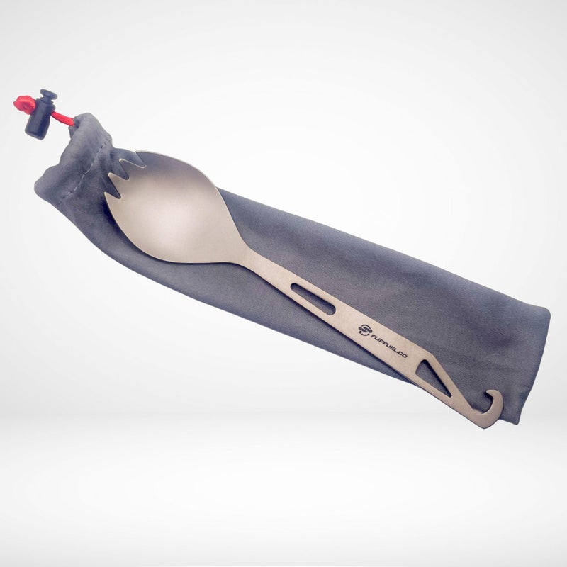FlipFuel Titanium Spork â€“ Ultralight Backpacking & Camping Utensil, Reusable Travel & EDC Spork with Multi-Function Hook - Image 2