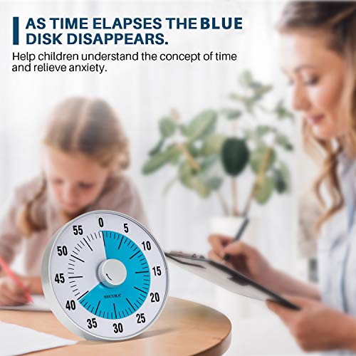 Secura 7.5-Inch Oversize Visual Countdown Timer, 60-Minute Kitchen Timer | Time Management Tool for Kids, Teachers and Adults (Blue) - Image 5