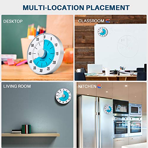 Secura 7.5-Inch Oversize Visual Countdown Timer, 60-Minute Kitchen Timer | Time Management Tool for Kids, Teachers and Adults (Blue) - Image 4