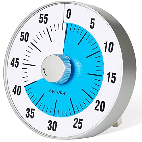 Secura 7.5-Inch Oversize Visual Countdown Timer, 60-Minute Kitchen Timer | Time Management Tool for Kids, Teachers and Adults (Blue) - Image 1